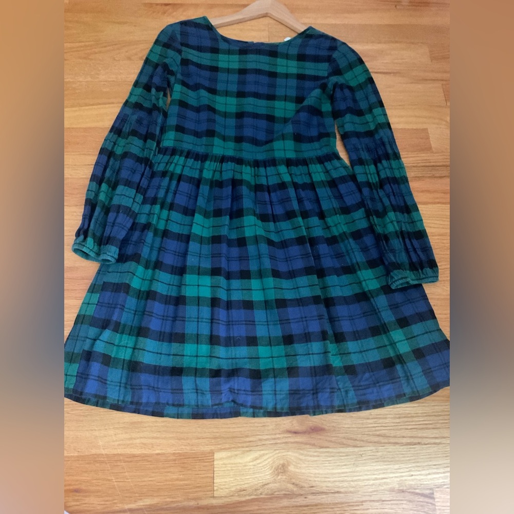 Gap girls size XL black, blue and green plaid dress with zipper down back